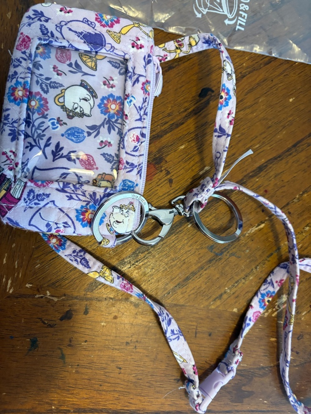 Vera Bradley Lavender Floral Lanyard with Key Rings